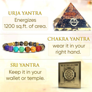 Chakrastra - Set Of 7 Chakra Bracelet + Urja Stambh + Sri Yantra